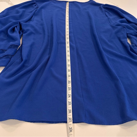 Umgee Womens Mesh Burnout Bell Sleeve Top Size 2XL Royal Blue Sheer Boho Flowy - Picture 9 of 9